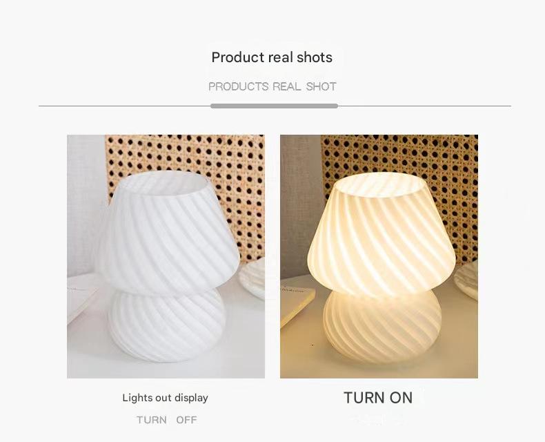 Retro Swirl Glass Mushroom Table Lamp