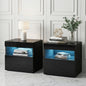 Artiss 2x Bedside Table LED - HERES Black