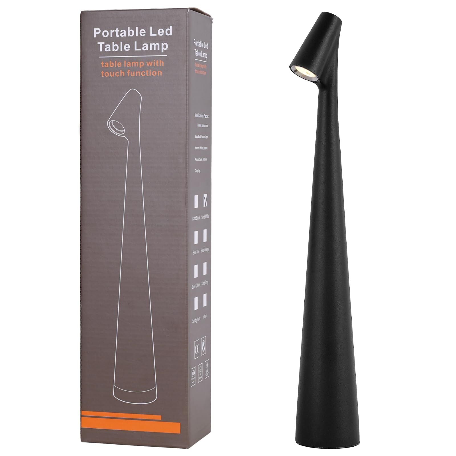 Portable LED Table Lamp 13.5" H – Touch Control, 3 Brightness Levels, Rechargeable Desk Light for Bedroom, Outdoor, Gift (Black) | Other Colors Available in Store