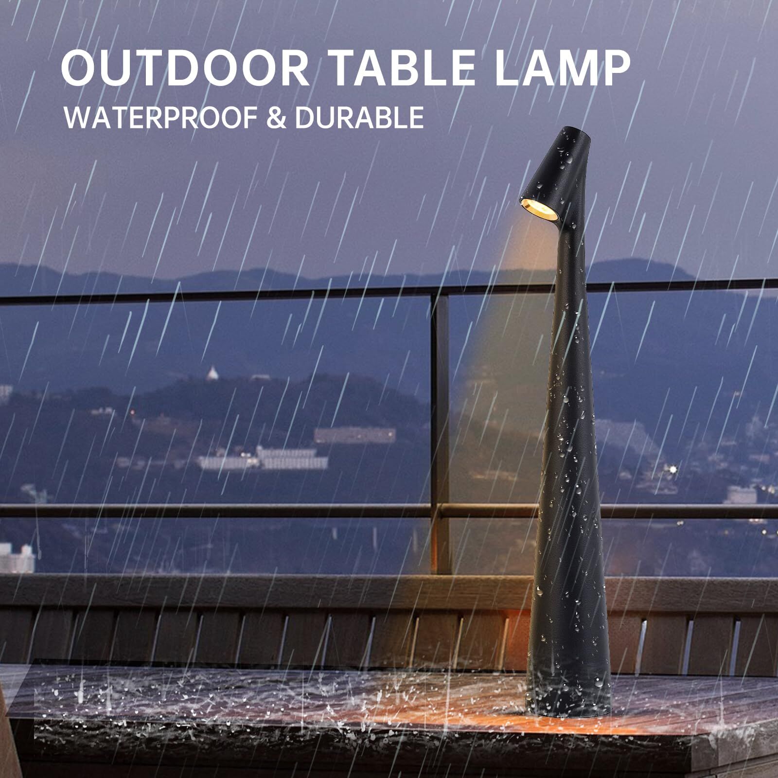 Portable LED Table Lamp 13.5" H – Touch Control, 3 Brightness Levels, Rechargeable Desk Light for Bedroom, Outdoor, Gift (Black) | Other Colors Available in Store
