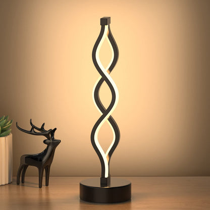 Twisted Spiral LED Table Lamp - Black
