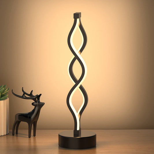 Twisted Spiral LED Table Lamp - Black