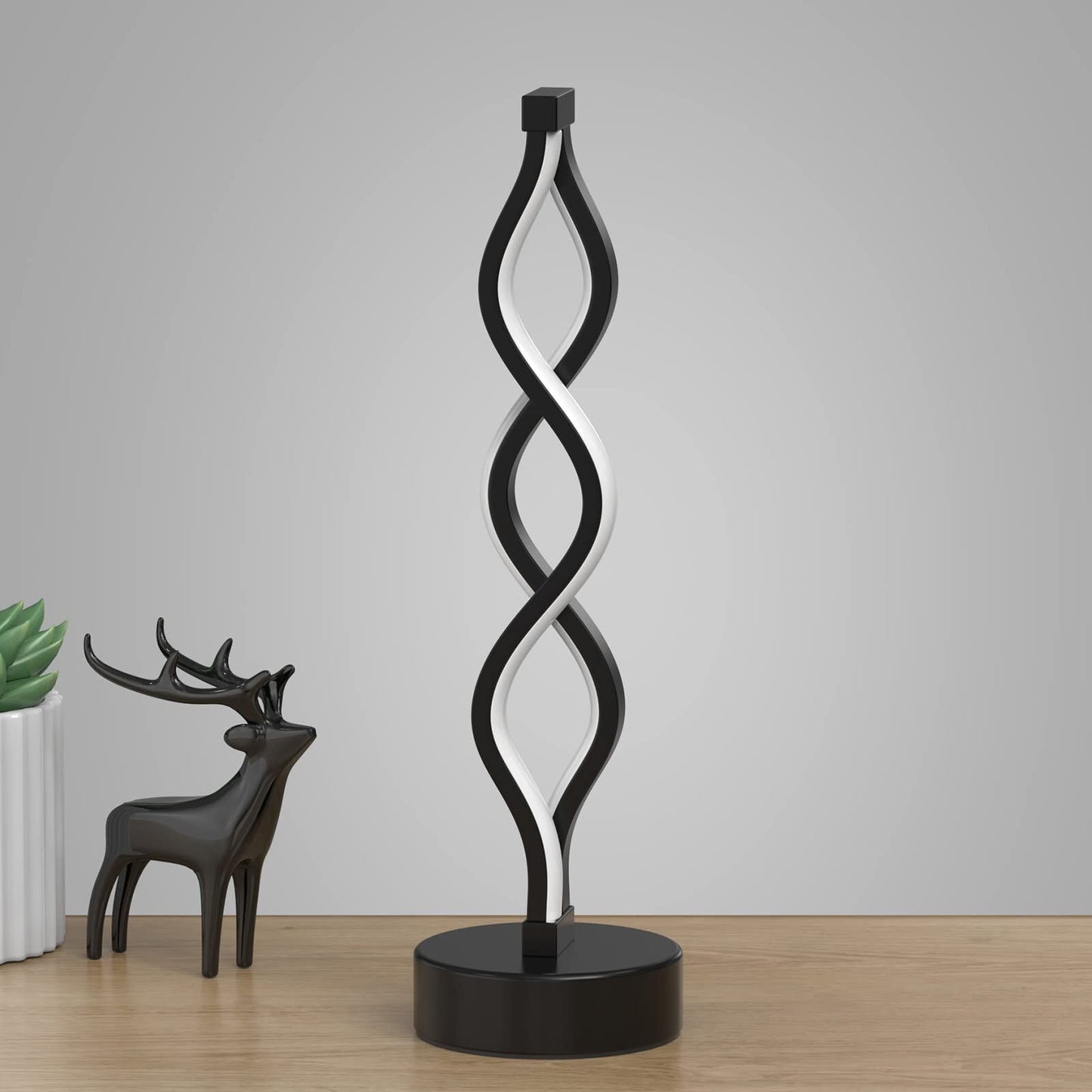 Twisted Spiral LED Table Lamp - Black