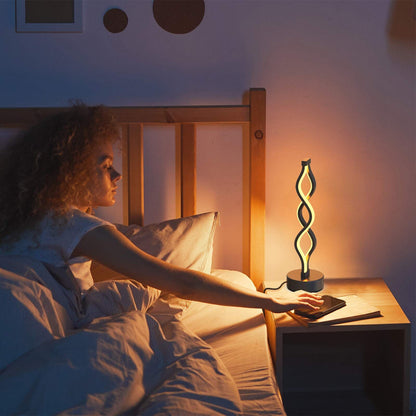 Twisted Spiral LED Table Lamp - Black
