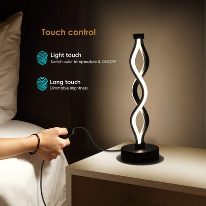 Twisted Spiral LED Table Lamp - Black