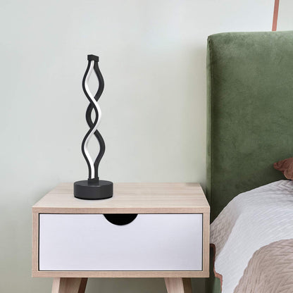 Twisted Spiral LED Table Lamp - Black