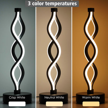 Twisted Spiral LED Table Lamp - Black