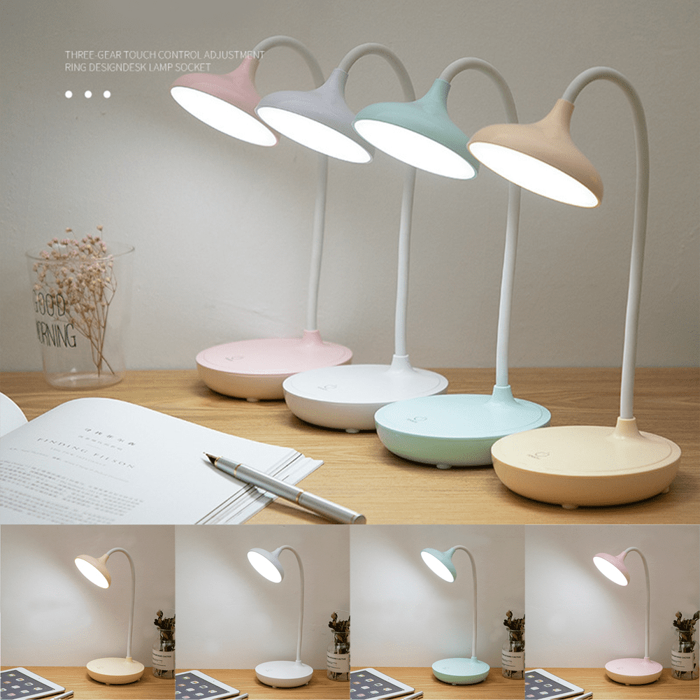 LED Desk Lamp with USB Ports,Touch Desk Lamps for Home Office with 3 Brightness Desk Light with Small Night Light,Reading Lamp Table Lamp for Bedroom Bedside Study（Pink）