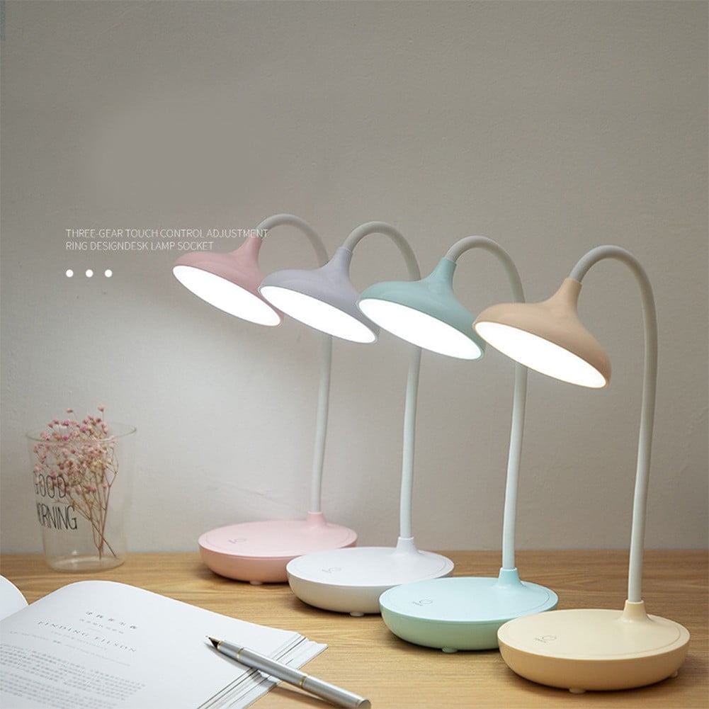 LED Desk Lamp with USB Ports,Touch Desk Lamps for Home Office with 3 Brightness Desk Light with Small Night Light,Reading Lamp Table Lamp for Bedroom Bedside Study（Pink）