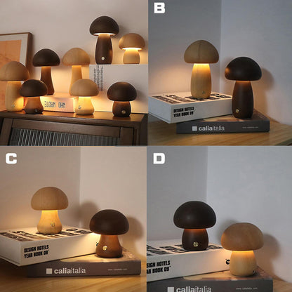 Mushroom Night Light - Wooden Lamp