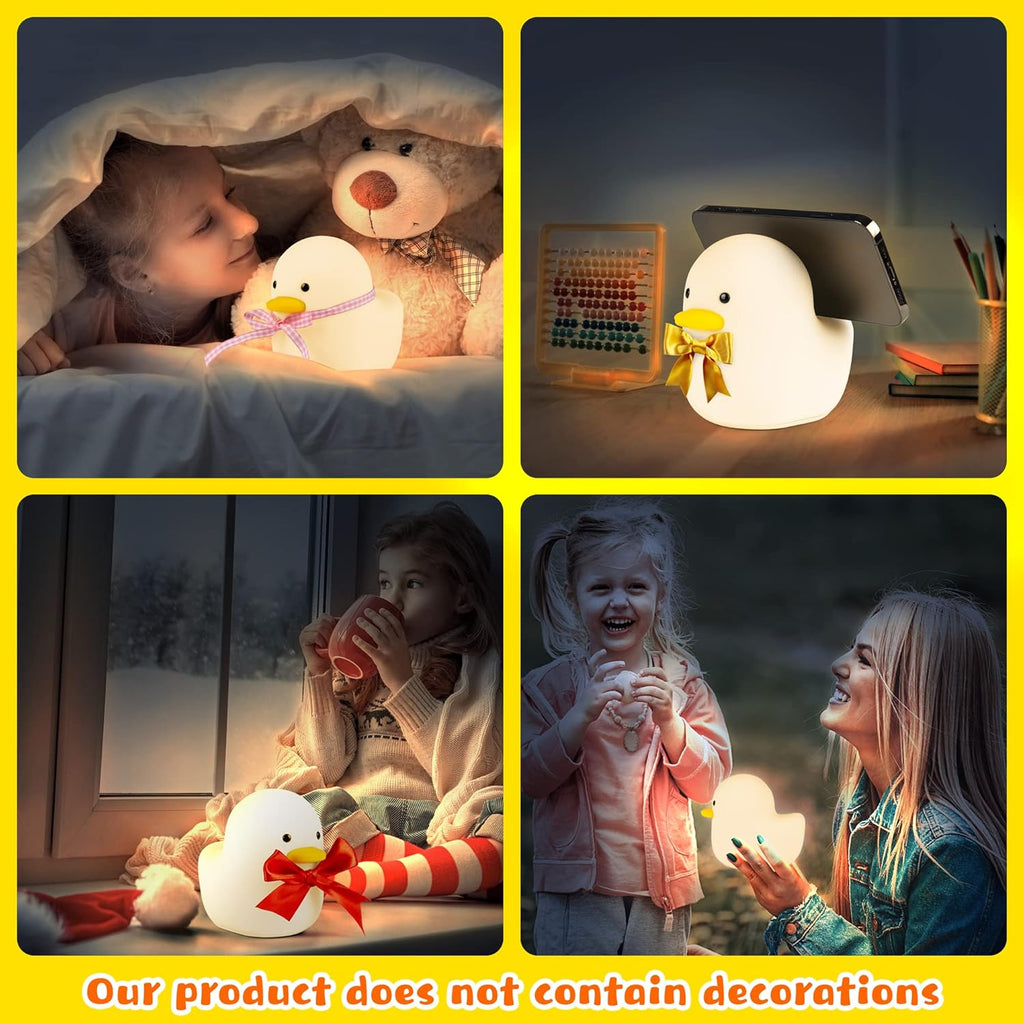 LED Duck Night Light, Cute Animal Silicone Nursery Night Light Rechargeable Table Lamp Bedside Lamp with Touch Sensor for Women Bedrooms, Livin