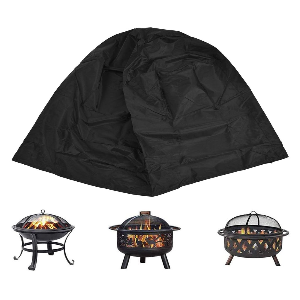 Fire Pit Cover Round Black Waterproof Dustproof Polyester Fiber Firepit Cover for Home Outdoor