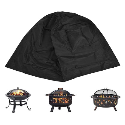 Fire Pit Cover Round Black Waterproof Dustproof Polyester Fiber Firepit Cover for Home Outdoor