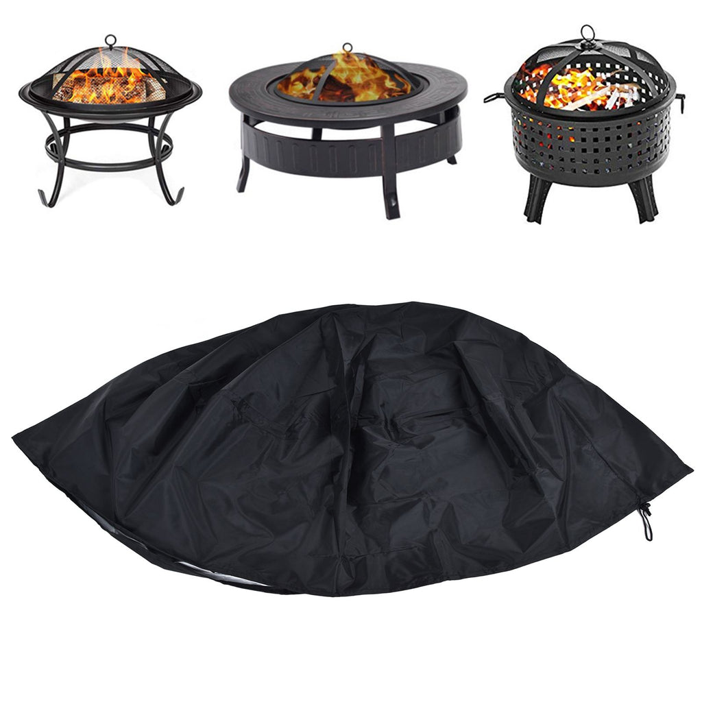 Fire Pit Cover Round Patio Outdoor Fireplace Cover Waterproof Dustproof UV Protection for All Seasons Black