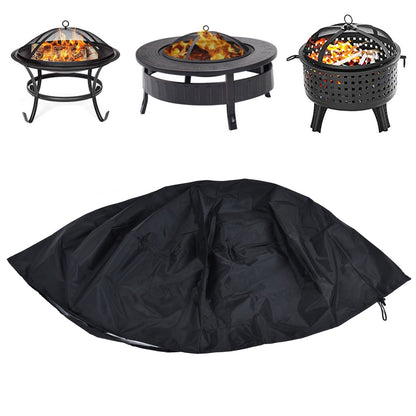 Fire Pit Cover Round Patio Outdoor Fireplace Cover Waterproof Dustproof UV Protection for All Seasons Black