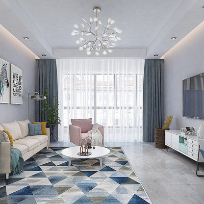 200x300cm Large Floor Blue Triangle Rug – Modern Area Carpet for Bedroom & Lounge