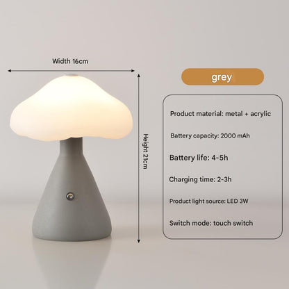 Gray Mushroom LED Table Lamp