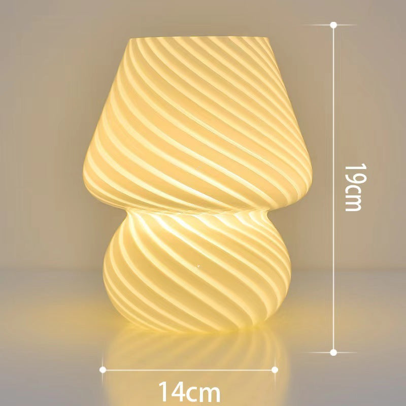 Retro Swirl Glass Mushroom Table Lamp