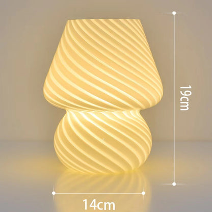 Retro Swirl Glass Mushroom Table Lamp