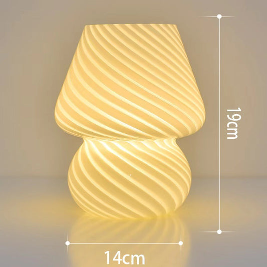 Retro Swirl Glass Mushroom Table Lamp