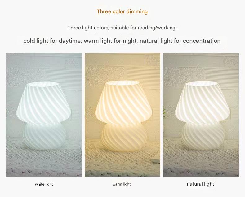 Retro Swirl Glass Mushroom Table Lamp