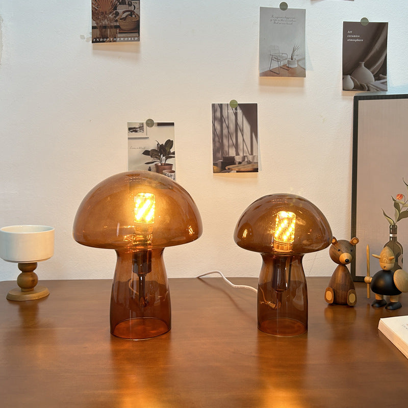 Retro Nordic Glass Mushroom Table Lamp