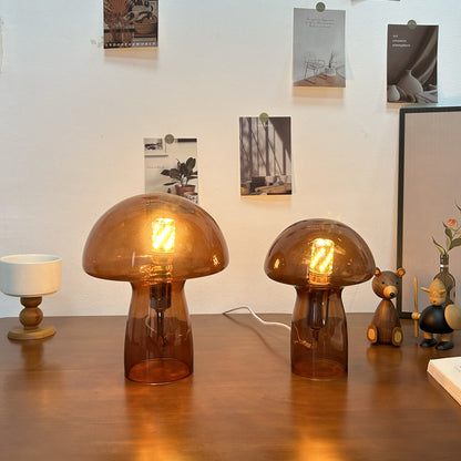 Retro Nordic Glass Mushroom Table Lamp