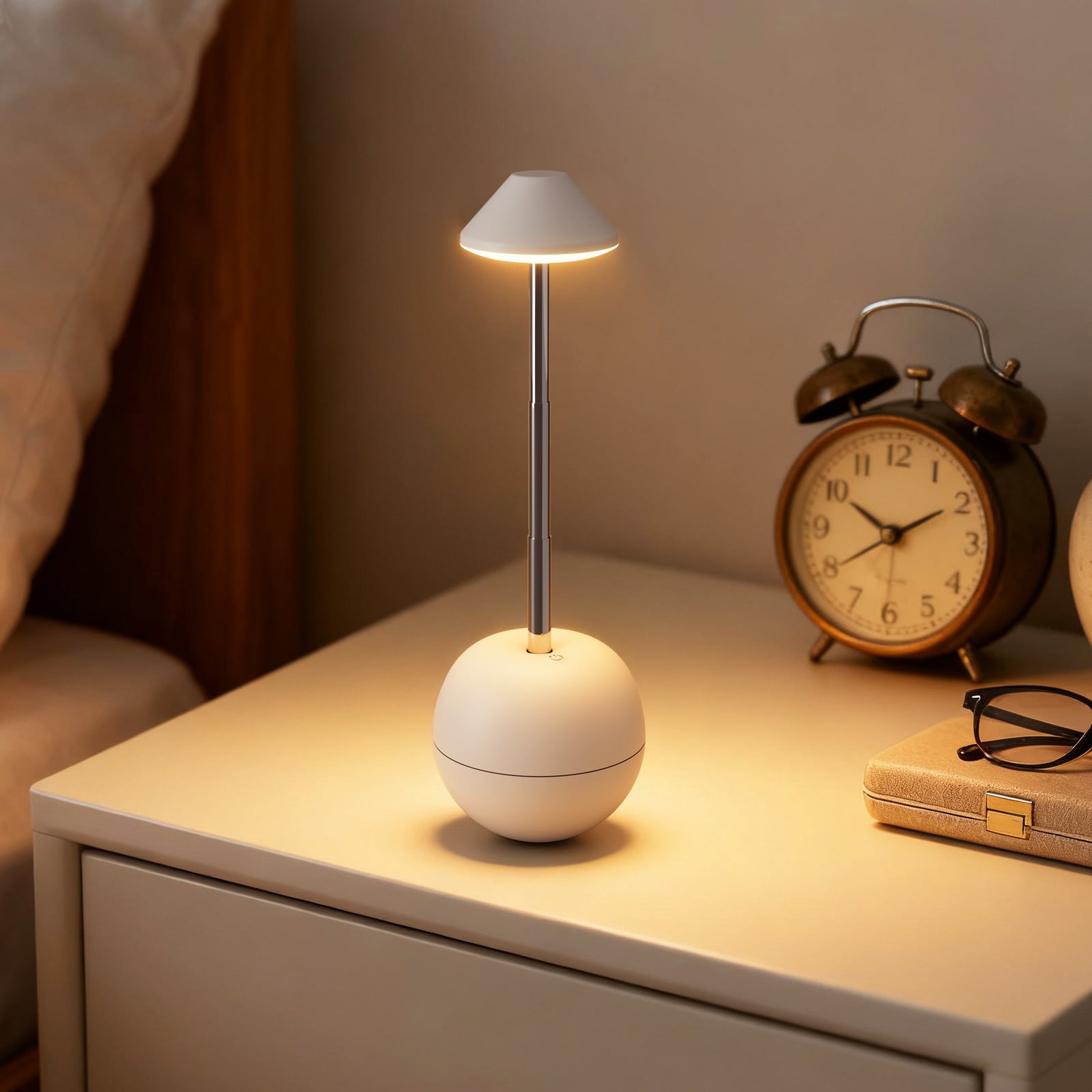 Red Creative Tumbler LED Night Light - Rechargeable RGB Desk Lamp with Remote Control - Height Adjustable, Brightness Adjustable, Bedside Ambient Light