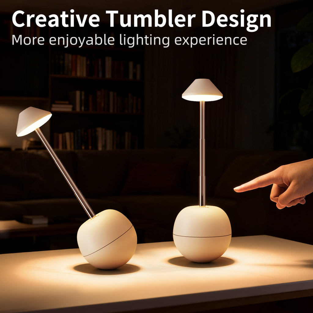 Green Creative Tumbler LED Night Light - Rechargeable RGB Desk Lamp with Remote Control - Height Adjustable, Brightness Adjustable, Bedside Ambient Light