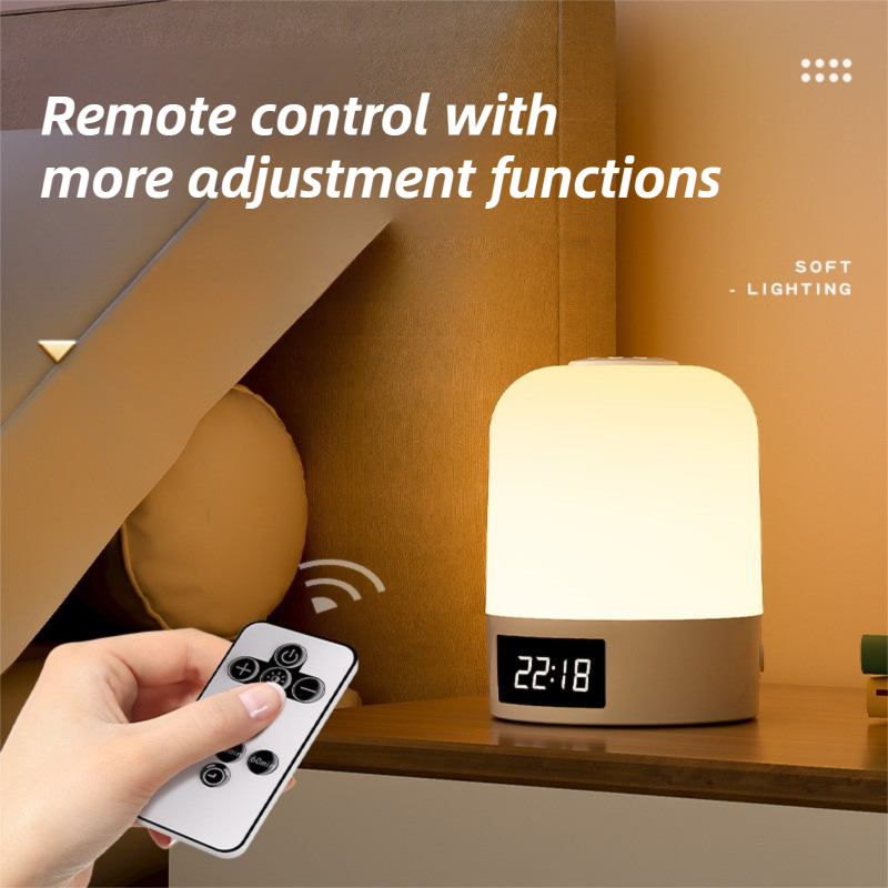 Smart Digital Clock Night Light - Remote Dimmable Bedside Lamp & Sleep Aid for Nursery, Feeding & Bedroom (K2022)