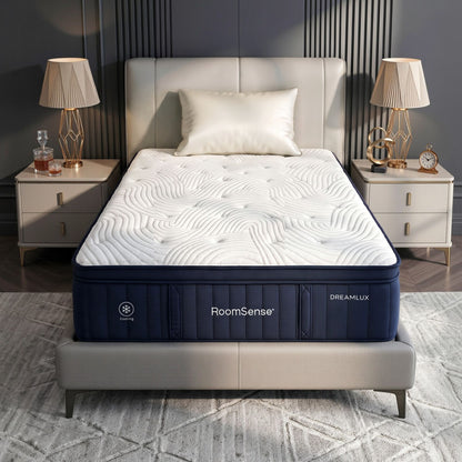 RoomSense Single Mattress, 34cm Thick Medium Firm Hybrid Mattress for Back Pain Relief, Tencel Cooling Pocket Spring Mattress in a Box