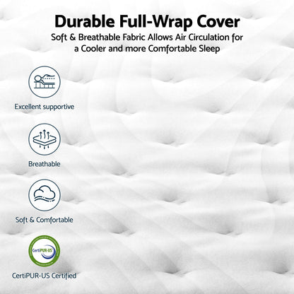 RoomSense Double Mattress , 30cm Medium Firm Hybrid Mattress with Latex Lumbar Support for Back Pain Relief , Pocket Spring Mattress Double Size in a Box