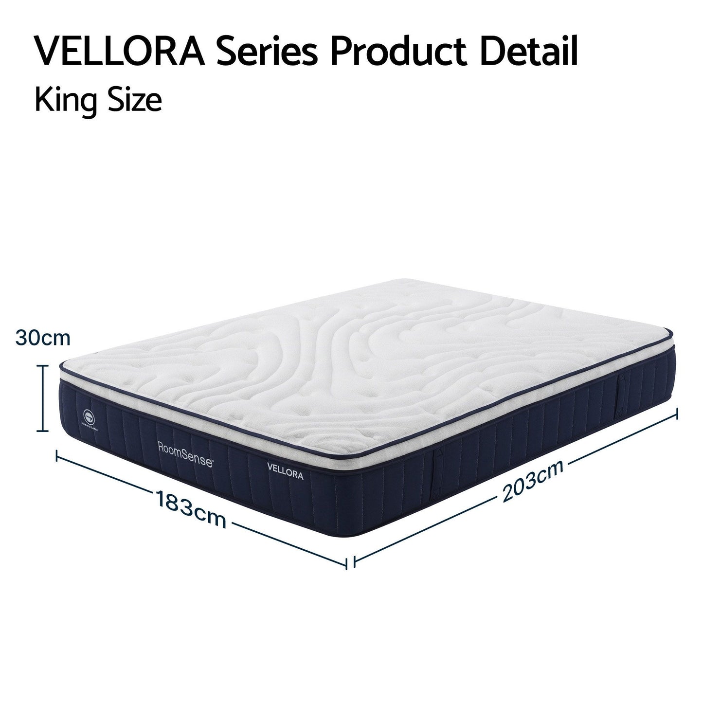 RoomSense King Mattress , 30cm Medium Firm Hybrid Mattress with Latex Lumbar Support for Back Pain Relief , Pocket Spring Mattress in a Box