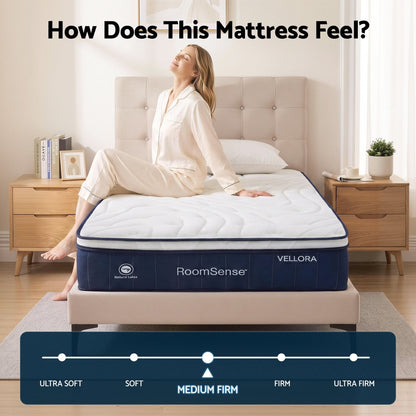 RoomSense King Single Mattress , 30cm Medium Firm Hybrid Mattress with Latex Lumbar Support for Back Pain Relief , Pocket Spring Mattress in a Box