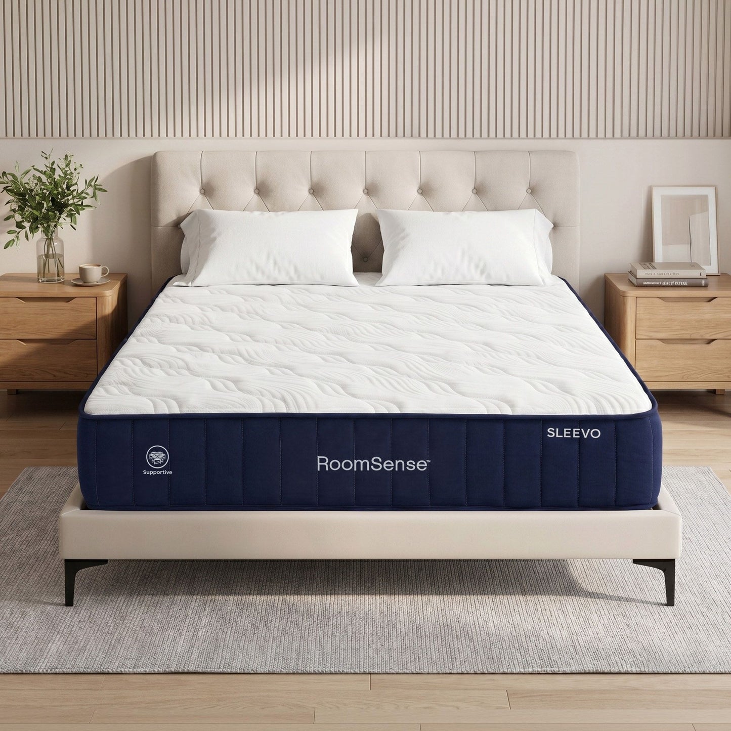 RoomSense Double Mattress, 26cm Orthopedic Firm Mattress for Back Pain Relief, Pocket Spring Hybrid Mattress Double Size for Home & Rental