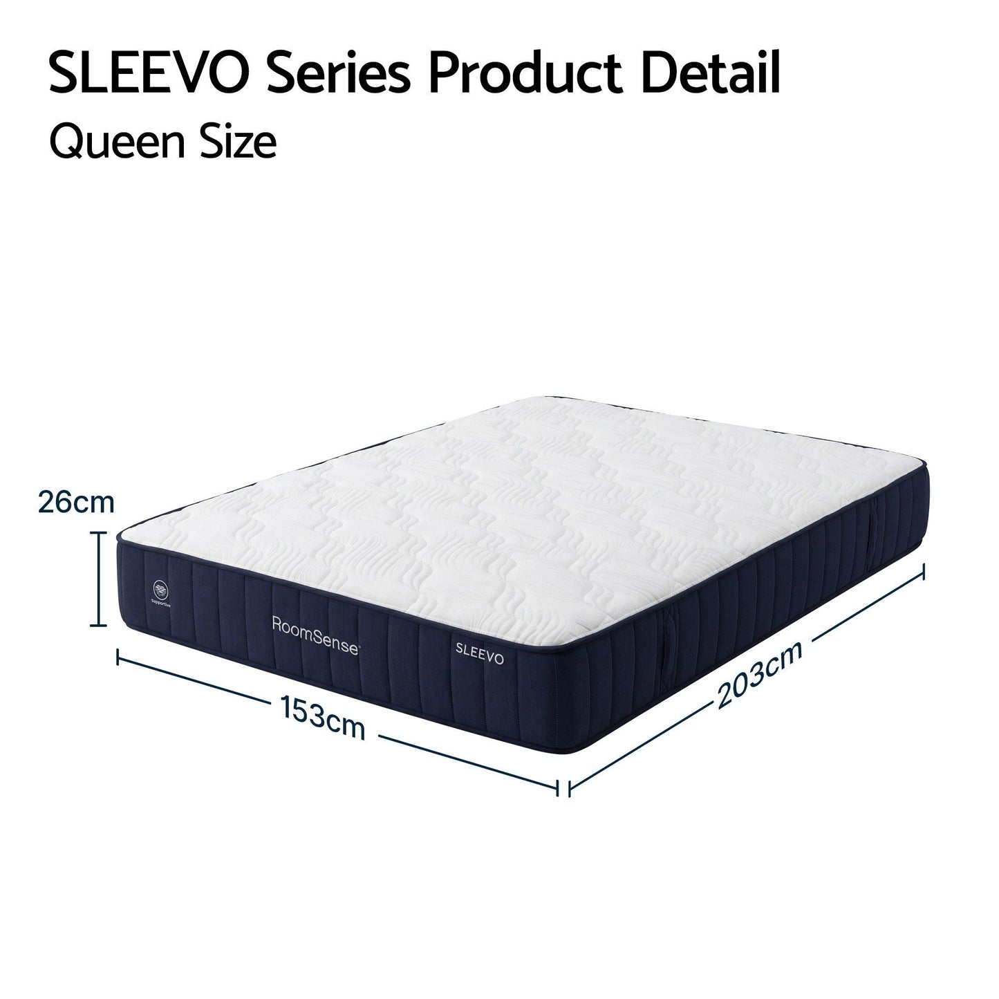 RoomSense Queen Mattress, 26cm Orthopedic Firm Mattress for Back Pain Relief, Pocket Spring Hybrid Mattress