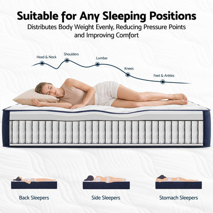 RoomSense Queen Mattress, 26cm Orthopedic Firm Mattress for Back Pain Relief, Pocket Spring Hybrid Mattress