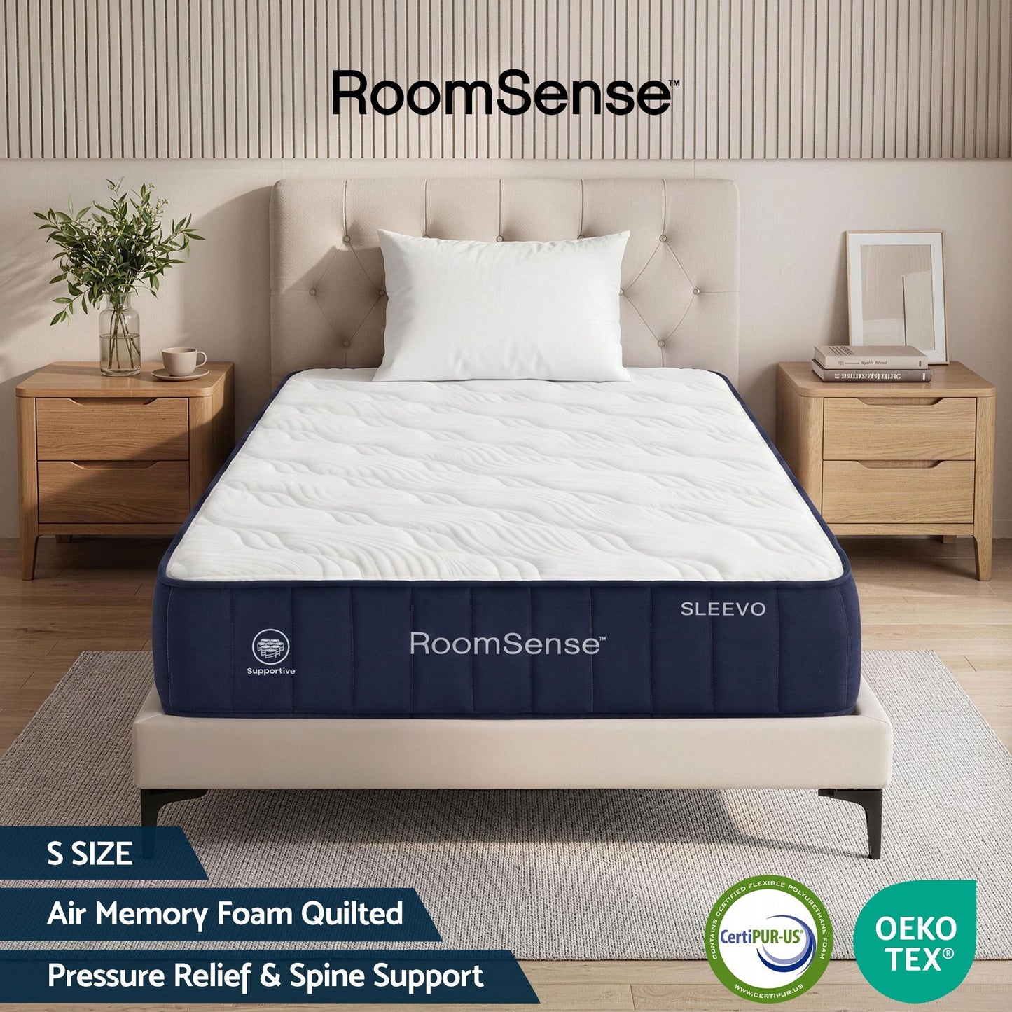 RoomSense Single Mattress, 26cm Orthopedic Firm Mattress for Back Pain Relief, Pocket Spring Hybrid Mattress