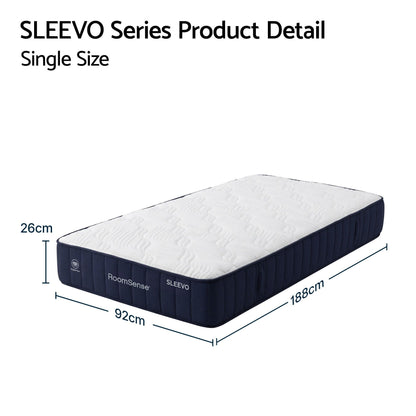RoomSense Single Mattress, 26cm Orthopedic Firm Mattress for Back Pain Relief, Pocket Spring Hybrid Mattress
